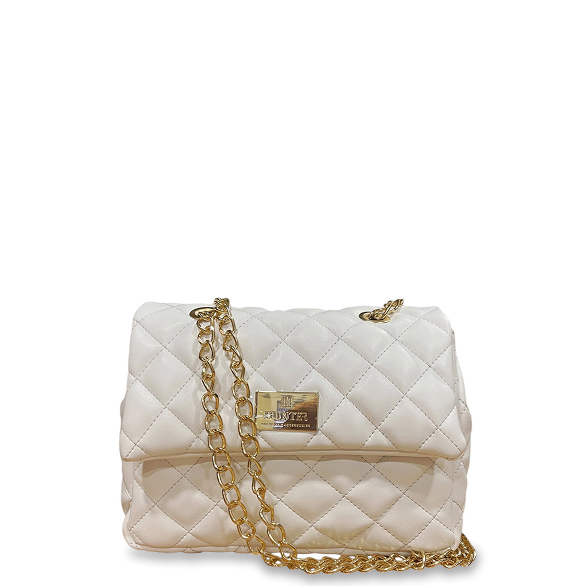 Γυναικεία τσάντα ώμου mini flap Quilted Λευκό