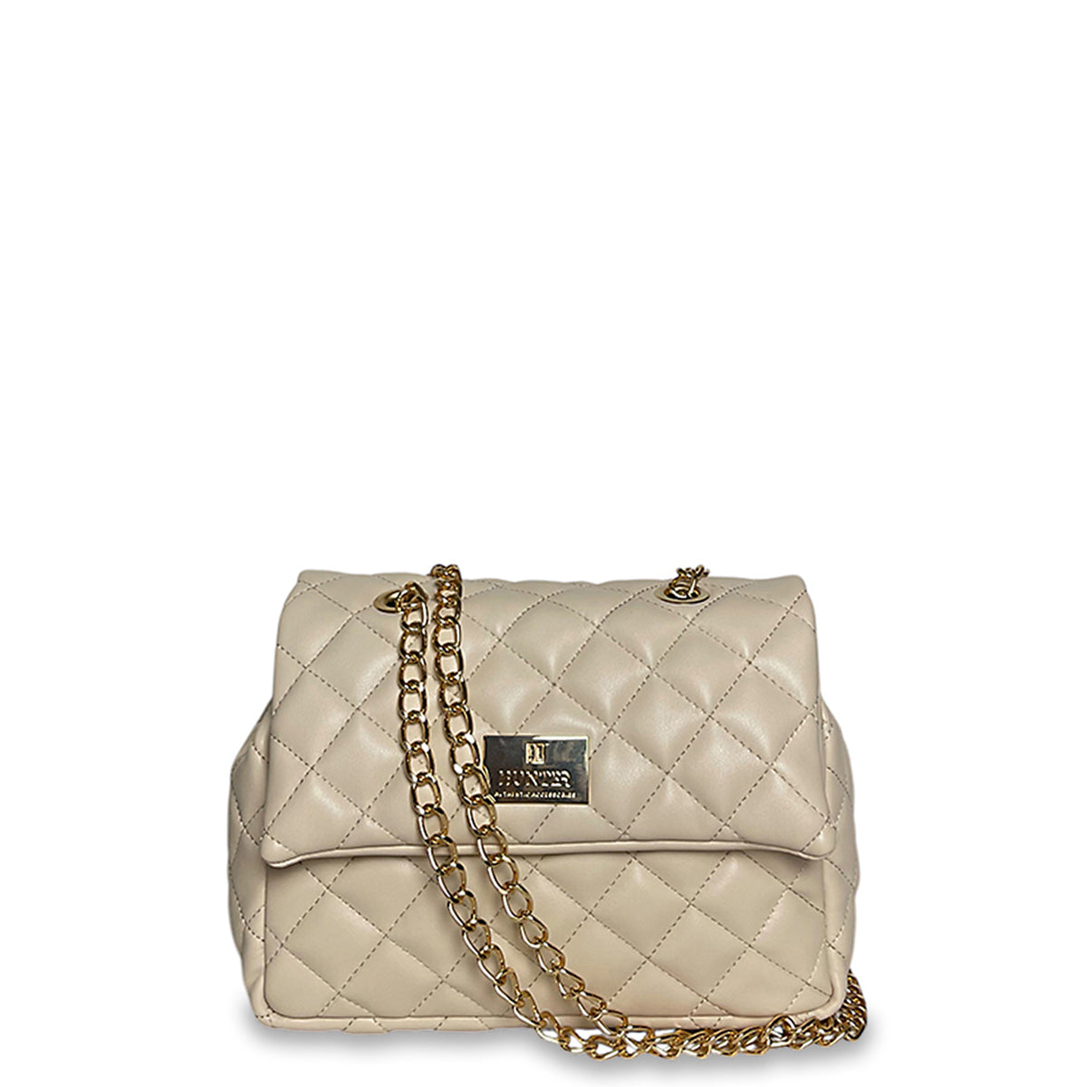 Γυναικεία τσάντα ώμου mini flap Quilted Μπεζ