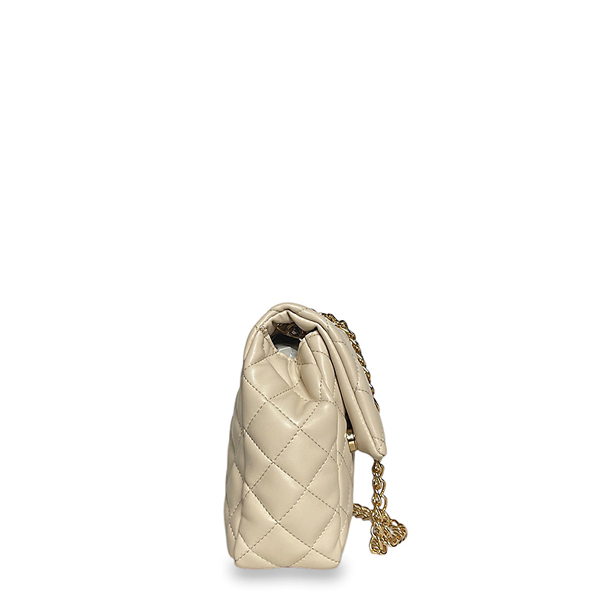 Γυναικεία τσάντα ώμου mini flap Quilted Μπεζ