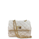 Γυναικεία τσάντα ώμου mini flap Quilted Λευκό